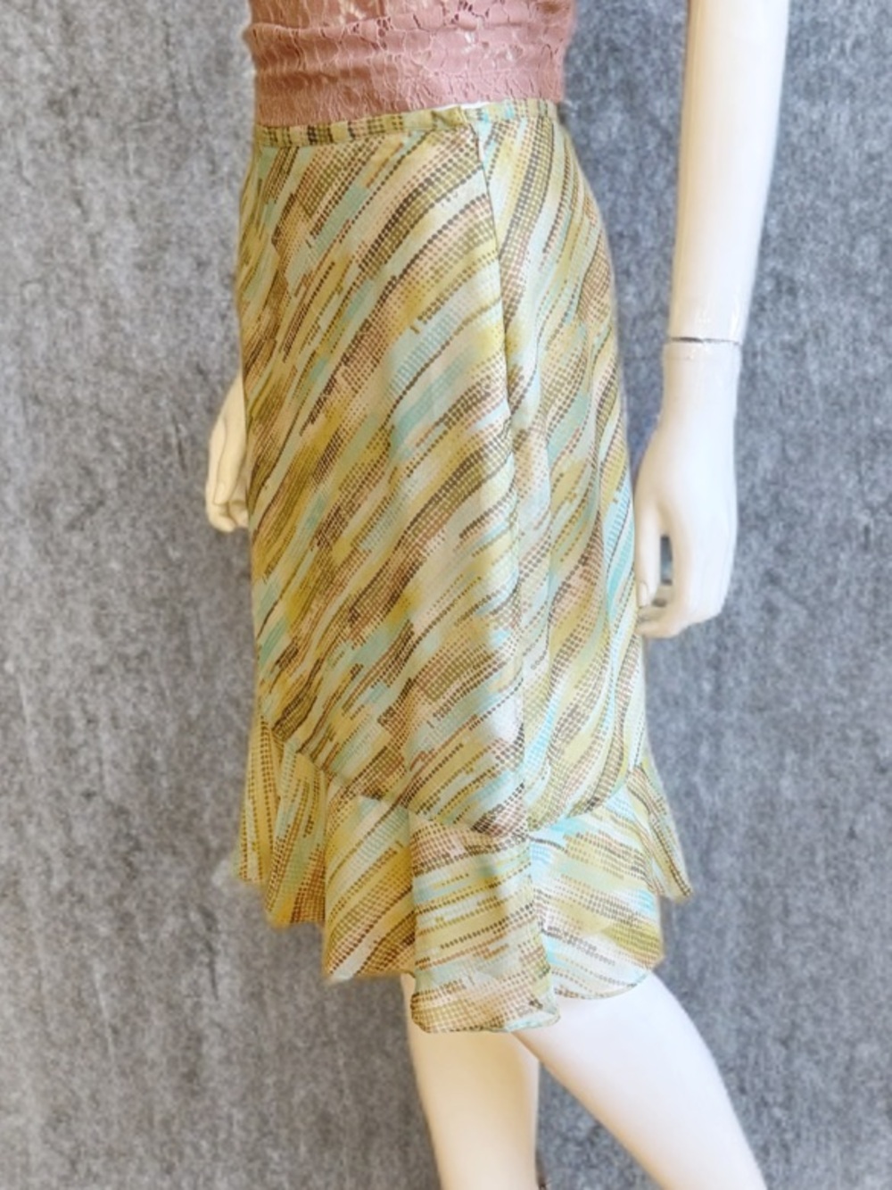 Geoffrey Beene Pastel Striped Midi Skirt with Ruffle Hem